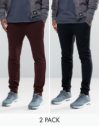 2 пары трикотажных джоггеров (черные/бордовые) ASOS - СКИДКА 20%