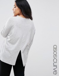 Oversize-топ с разрезом сзади ASOS CURVE - Серый