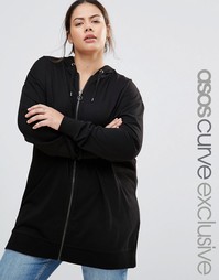 Oversize-худи на молнии спереди ASOS CURVE - Черный