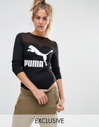 Боди с логотипом и вырезом сзади Puma эксклюзивно для ASOS - Черный