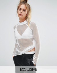 Белый сетчатый лонгслив Puma эксклюзивно для ASOS - Белый