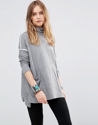 Длинный трикотажный топ Free People Flight - Вереск-серый