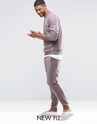 Фиолетовые зауженные джоггеры в стиле casual со вставками ASOS