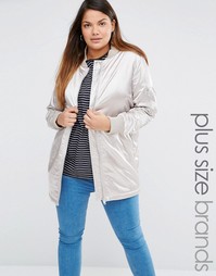 Атласная куртка‑пилот Boohoo Plus - Серебристо-серый