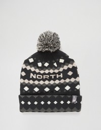 Черная шапка-бини с помпоном The North Face Antlers - Серый