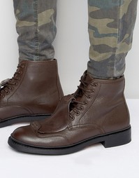 Кожаные ботинки на шнуровке G-Star Guard - Коричневый