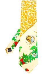 галстук с принтом клубники и бабочек Versace Vintage
