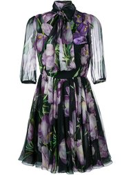 прозрачное платье с узором в виде тюльпанов Dolce &amp; Gabbana