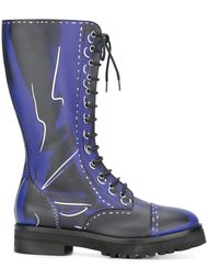 trompe-l'oeil knee length boots Moschino