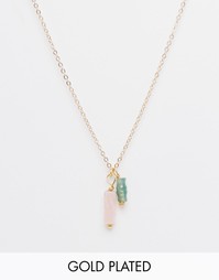 45-сантиметровое позолоченное ожерелье с зеленым и розовым опалом Mira Mirabelle