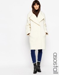 Oversize-пальто с отворотами на манжетах ASOS TALL - Кремовый