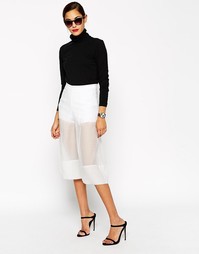 Широкие брюки из органзы с мини-шортами ASOS Premium - Белый
