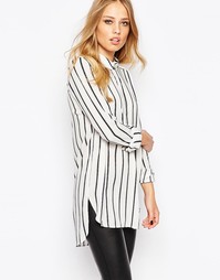 Длинная рубашка в монохромную полоску Y.A.S Jola - Кремовая полоска