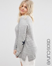 Джемпер с накладками на локтях ASOS CURVE - Серый