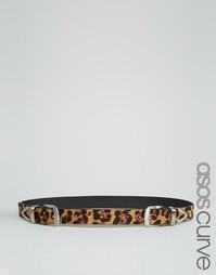 Ремень с леопардовым принтом и двумя пряжками ASOS CURVE