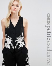 ASOS PETITE Co-ord Luxe Tux Waistcoat with Pretty Floral Embroidery