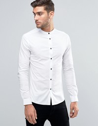 Белая рубашка суперзауженного кроя с контрастными пуговицами ASOS