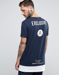 ASOS Super Longline T-Shirt With Exclusive Back Print And Contrast Hem