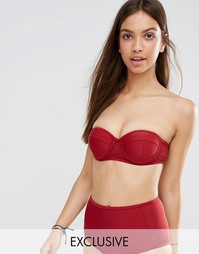 South Beach Red Boost Bandeau Bikini Top - Красный