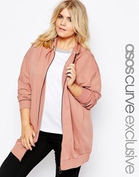 Oversize-худи на молнии спереди ASOS CURVE - Розовый