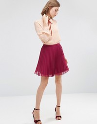Плиссированная мини-юбка ASOS - Wine