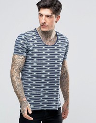 Футболка узкого кроя в геометрическую полоску с глубоким вырезом Scotc Scotch &; Soda