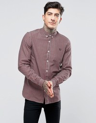 Красная рубашка зауженного кроя в клетку Fred Perry - England red