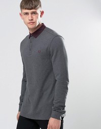 Футболка-поло с тканым воротником и длинными рукавами Fred Perry