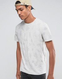Футболка с круглым вырезом и принтом листья Celio - Экрю