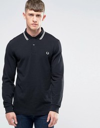 Черная футболка‑поло с длинными рукавами Fred Perry - Черный