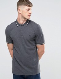 Серая меланжевая футболка-поло с контрастной отделкой Fred Perry
