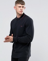 Черная футболка‑поло с длинными рукавами Fred Perry - Черный