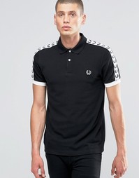 Черно-белая футболка‑поло с отделкой лентой на рукавах Fred Perry