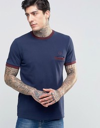 Синяя футболка с карманом на груди Fred Perry Ringer