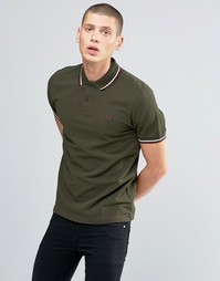 Зеленая футболка-поло с контрастной отделкой Fred Perry - Hunt gr