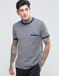 Серая меланжевая футболка с карманом на груди Fred Perry Ringer