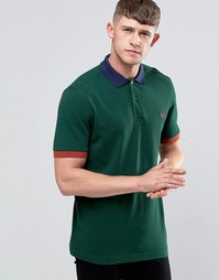 Зеленая футболка-поло с контрастной отделкой Fred Perry - Плющ