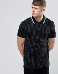 Черная футболка-поло в горошек Fred Perry - Черный