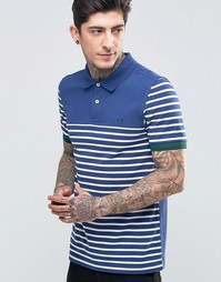 Синяя футболка‑поло классического кроя в полоску Fred Perry