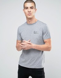 Серая футболка с логотипом на груди Emporio Armani EA7 - Серый