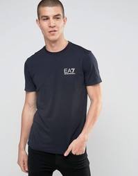 Темно-синяя футболка с логотипом на груди Emporio Armani EA7