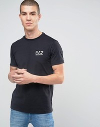 Черная футболка с принтом логотипа на груди Emporio Armani EA7