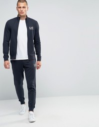 Темно-синий спортивный костюм с логотипом на груди Emporio Armani EA7