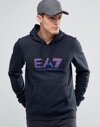 Темно-синее худи с логотипом Emporio Armani EA7 - Темно-синий