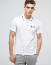Футболка-поло с контрастной окантовкой Emporio Armani EA7 - Белый