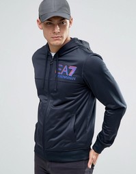 Худи на молнии с логотипом Emporio Armani EA7 - Темно-синий