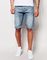 Свободные джинсовые шорты со вставками Jack &amp; Jones - Светло-голубой