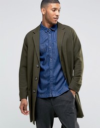 Саржевое пальто цвета хаки ASOS - Хаки