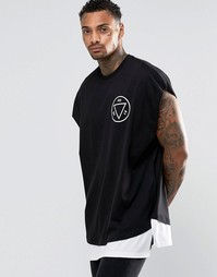 Oversize-футболка с принтом на спине и контрастной кромкой ASOS