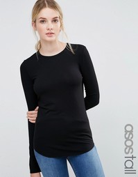 Лонгслив суперузкого кроя с круглым вырезом ASOS TALL - Черный